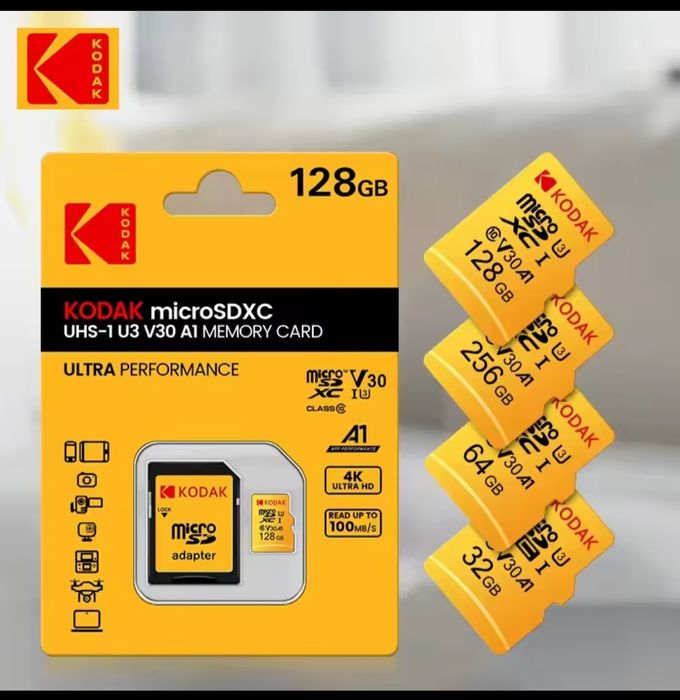 Card Memorie 128GB, KODAK PREMIUM, UltraRapid, 4K + Cititor  Card SD