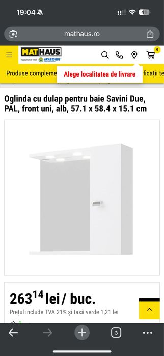 Dulap cu oglinda baie si spoturi