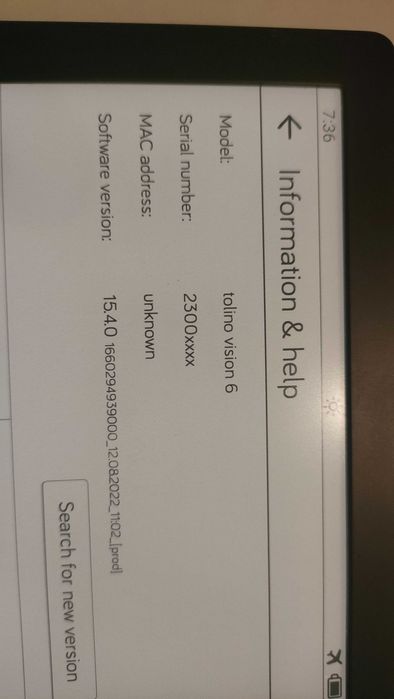 Четец за електронни книги /e-book reader Tolino Vision 6/kobo libra 2