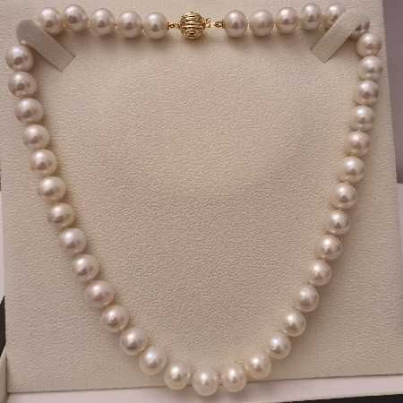 colier perle naturale edison 11mm si aur 14k