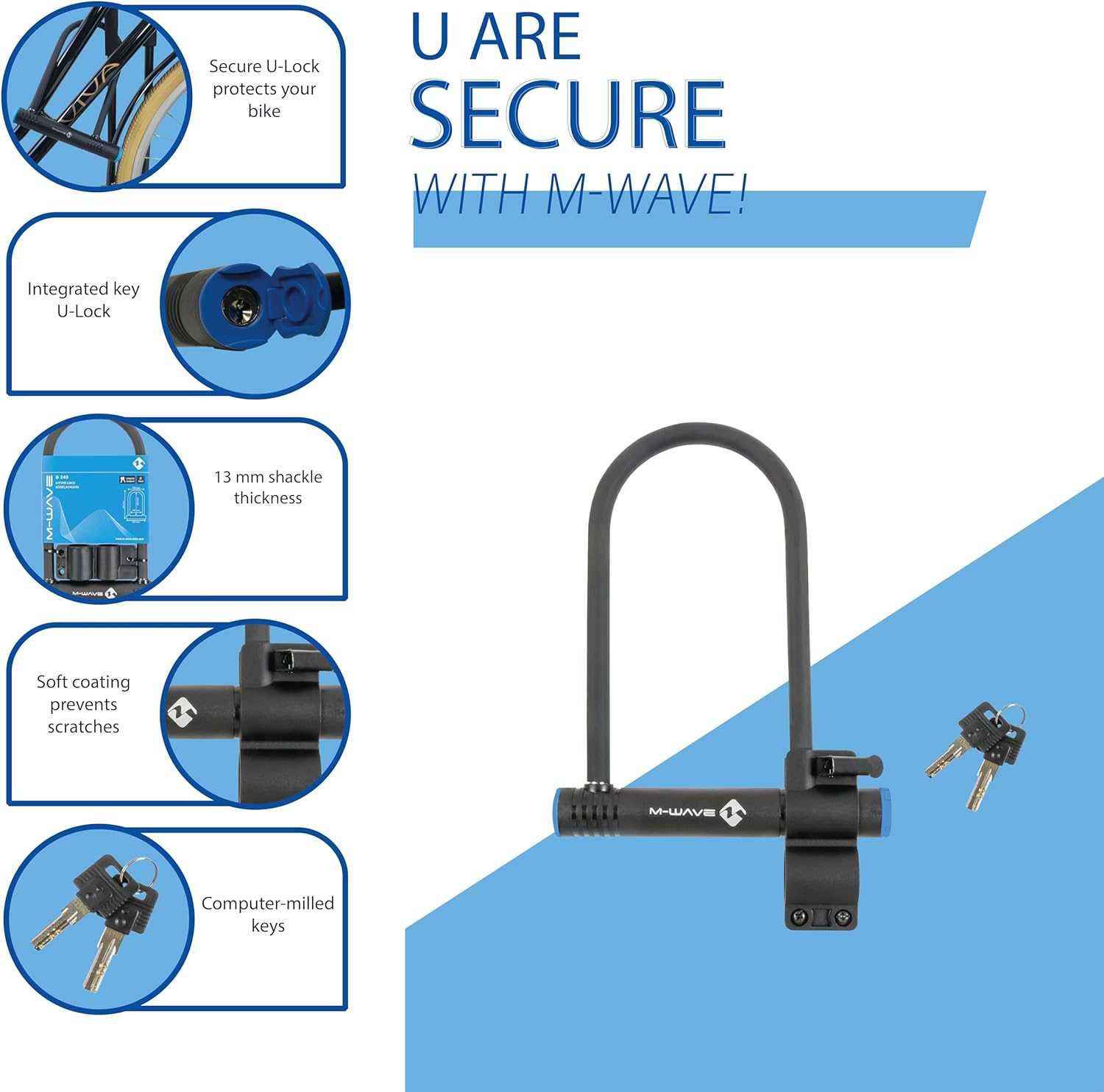 Заключващо устройство за велосипед тип скоба M-WAVE - 14mm