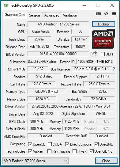 Placa video Sapphire Radeon HD7750 1GB GDDR5 128-bit