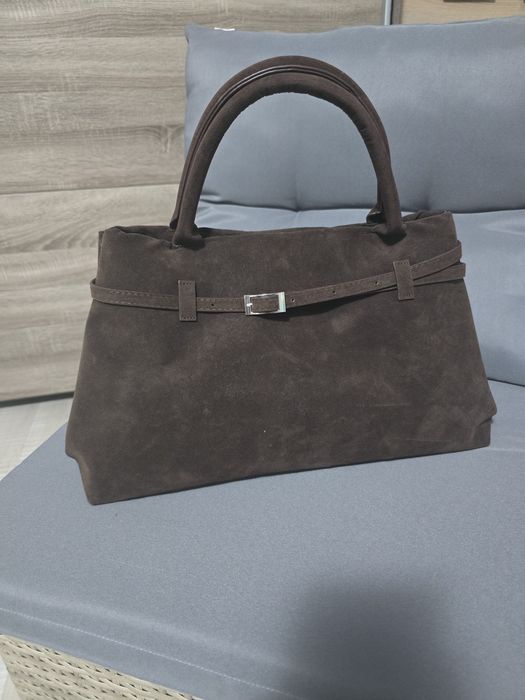 Кафява велурена чанта