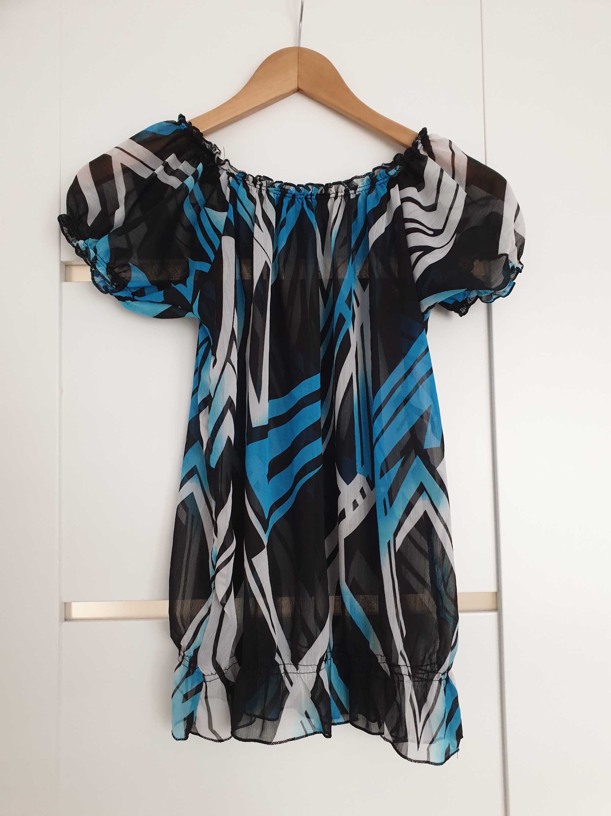 bluza cu maneca scurta, usor transparenta, mar S-M
