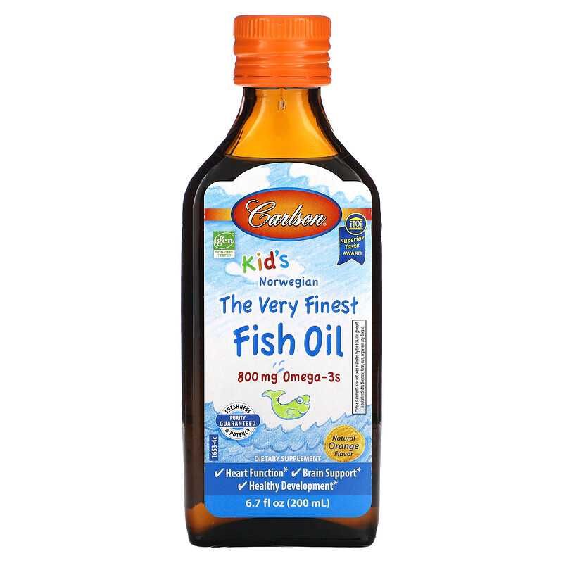 Carlson Fish Oil kids. Омега рыбий жир, натуральный апельсиновый вкус.