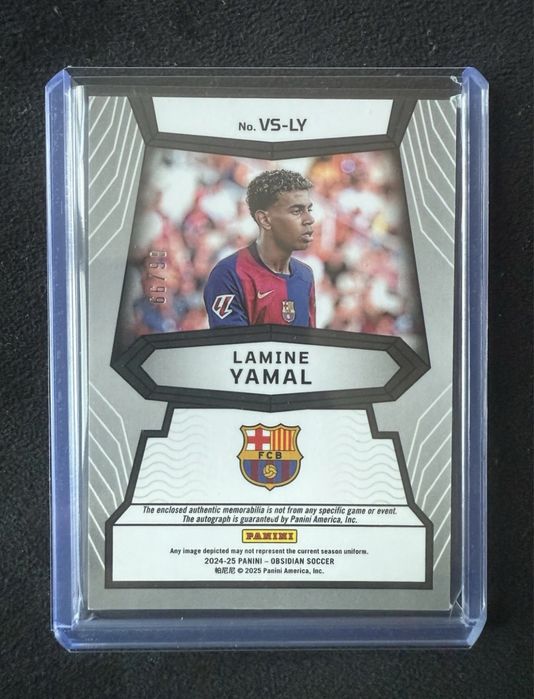 Panini Obsidian Lamine Yamal /99 автограф + парче от екип