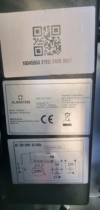 Абсорбатор Klarstein 47w черен неработещ