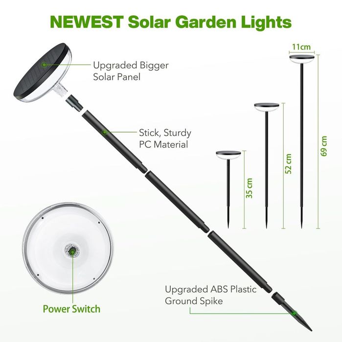 Set 4 lumini solare pentru grădină, exterior, cu baterie de 1000mAh