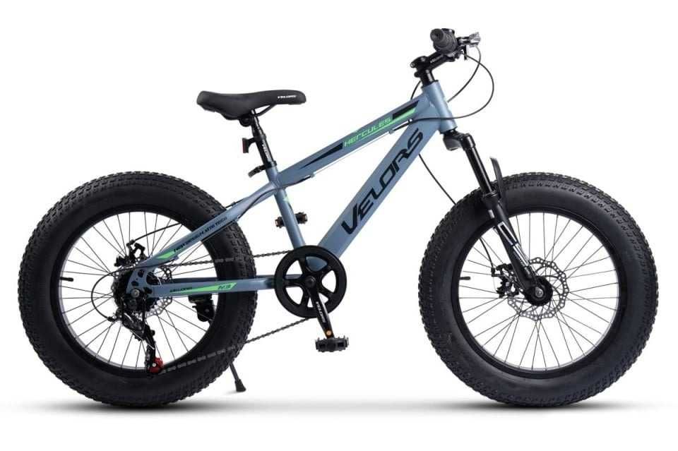 Bicicleta Copii Fat Bike Velors Hercules 20", Shimano,7 Viteze, Gri/Ve