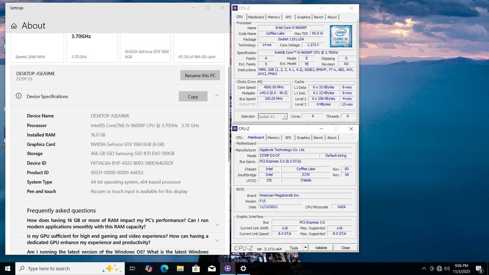 Procesor sk1151 v2 Intel I5 9600kf Coffee Lake