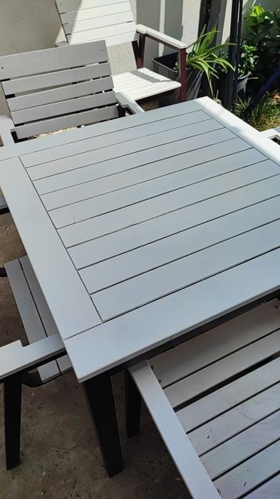 vand set 5 scaune si masa ALUMINIU si blat HPL