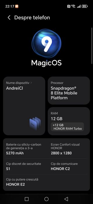 Honor Magic 7 Pro • 5G • 12GB RAM • 512GB • Stare excelentă