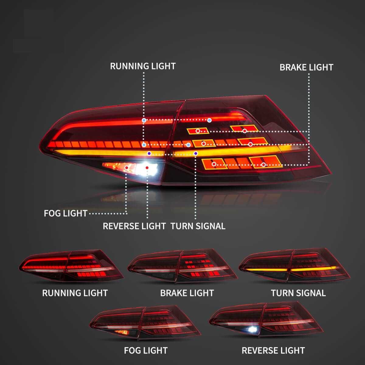 Комплект LED стопове с динамични мигачи за ГОЛФ 7 Golf 2013 - 2021