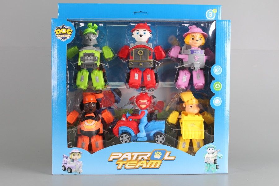 Голям комплект Пес Патрул с колички трансформиращи  се в робот