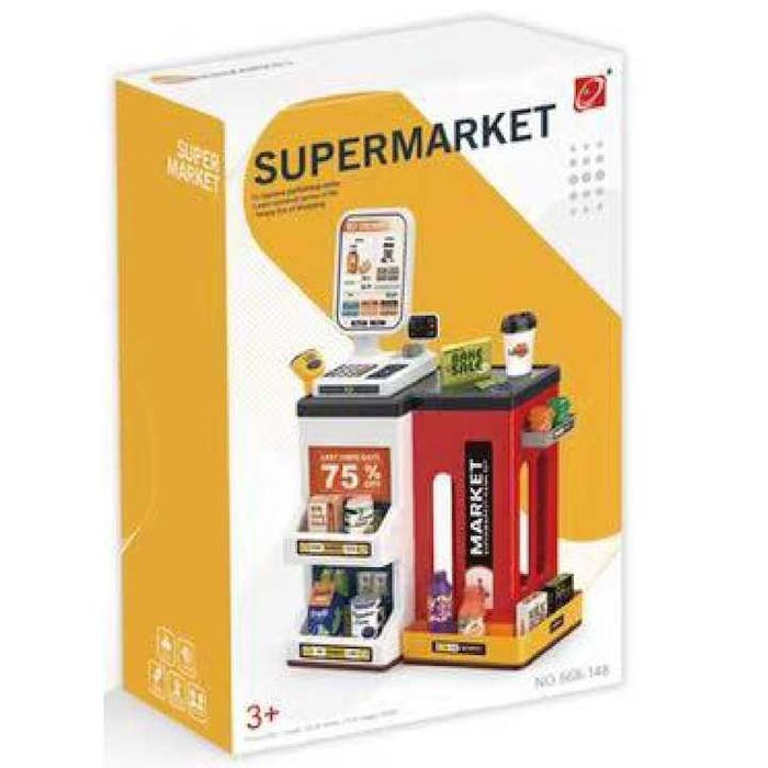 Детски супермаркет със скенер и касов апарат, магазин