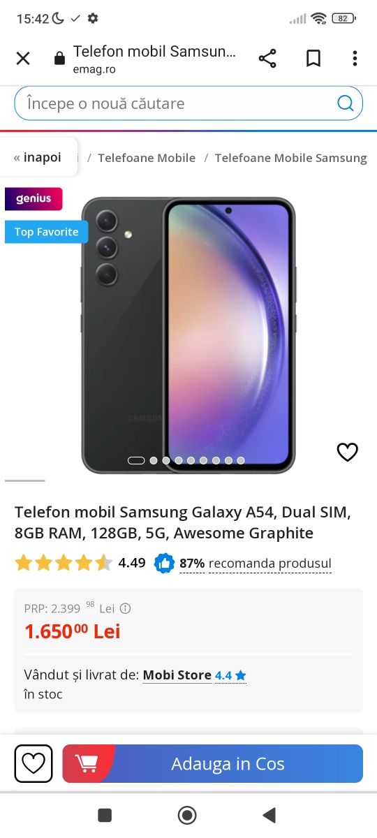 Vând Samsung Galaxy A54 5G Black