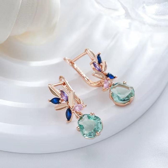 Cercei Luxury Radiant Colors placati cu aur roz de 14k