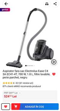 Aspirator Electrolux fără sac 3 filtre