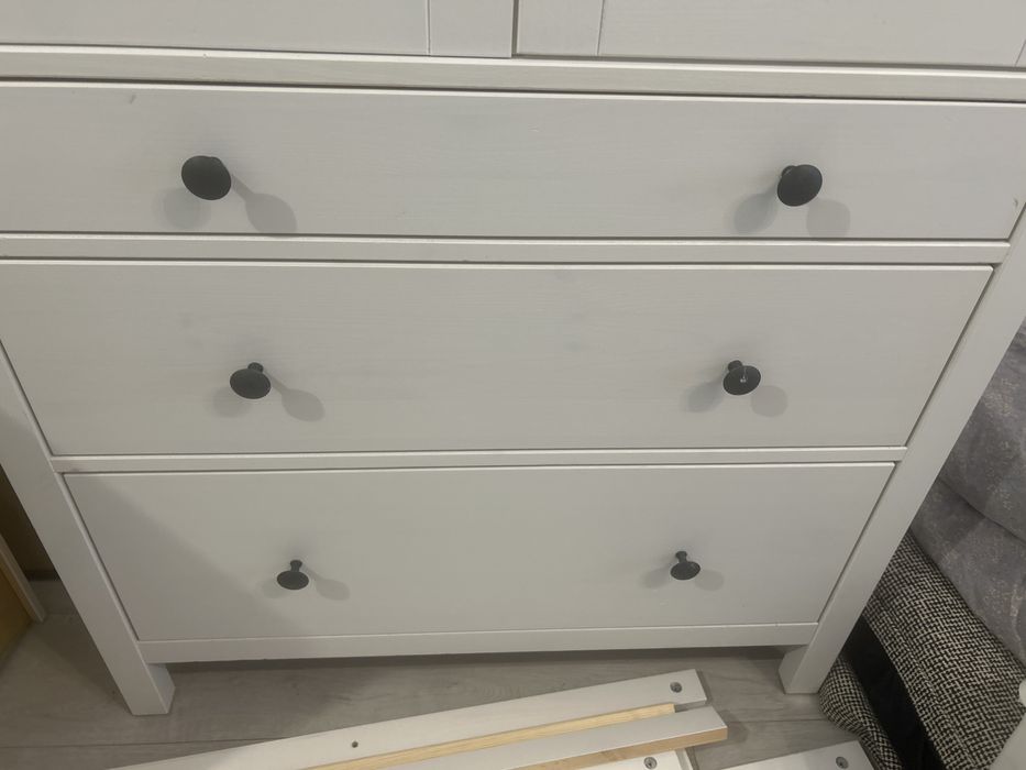 HEMNES Corp uşi sticlă+3 sertare, vopsit alb, 90x197 cm