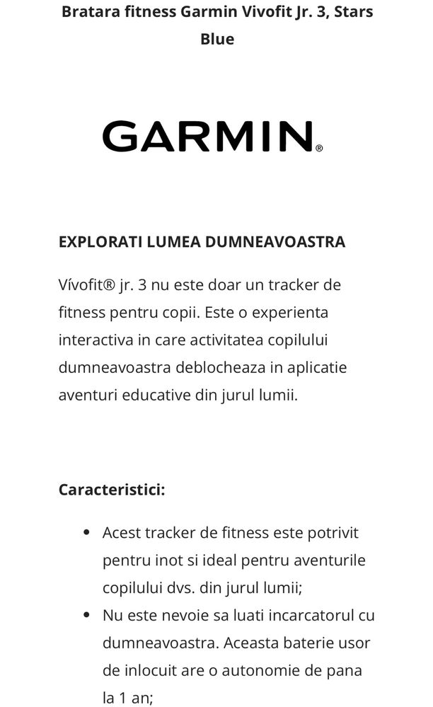 Bratara tracker Garmin Vivofit jr. 3