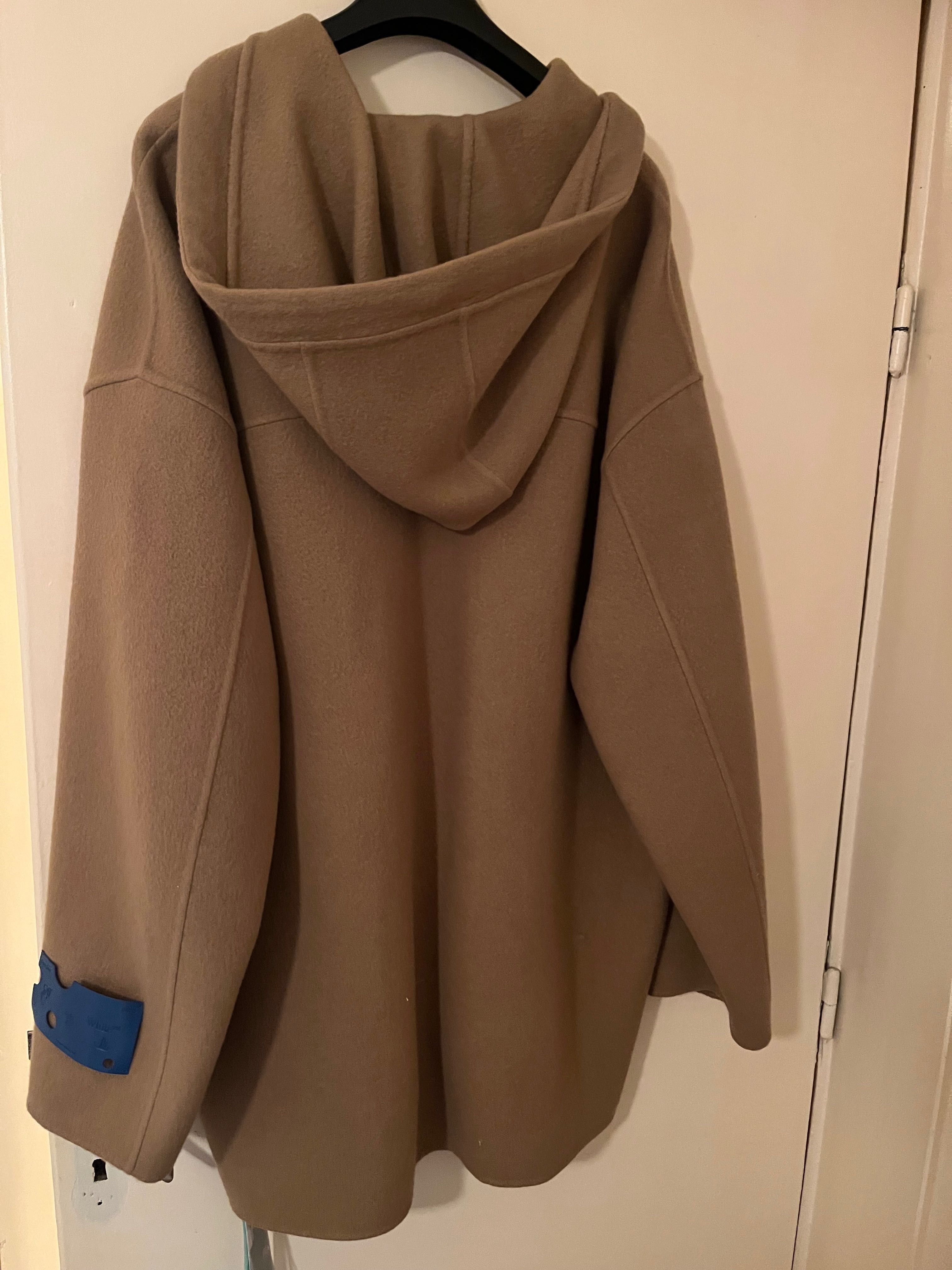 Off white wool hooded coat