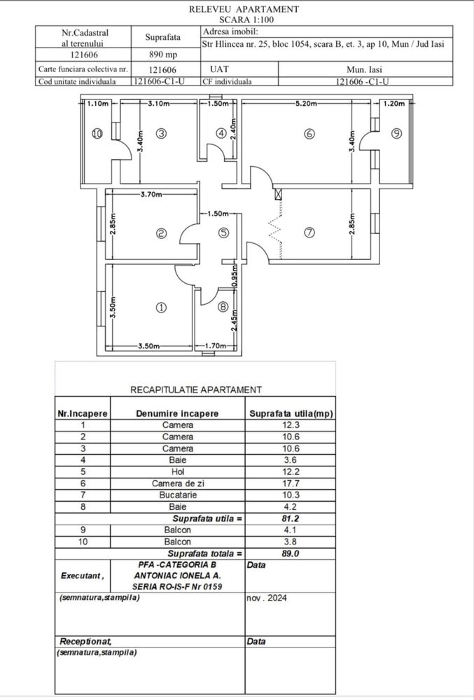 Apartament 4 camere  in Nicolina Cug 89m