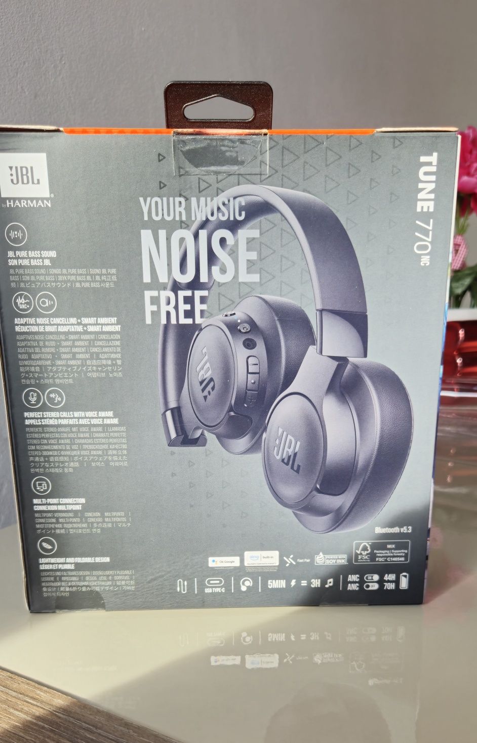Casti over-ear JBL Tune 770NC,Adaptive Noise Cancelling,Pure Bass,Noi