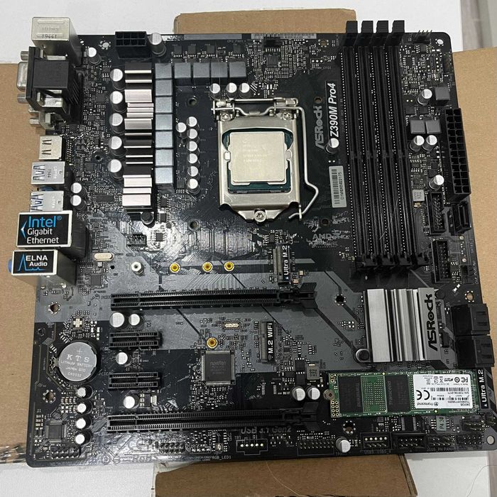 материнская плата ASRock Z390M Pro4 + процессор Intel Core i7-9700F