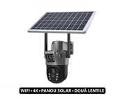Camera Supraveghere Panou Solar 4G Dubla Doua Lentile 4G HD 8MP 360°