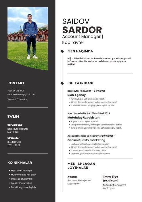 Kopirayterlik va ssenaristlik xizmatlari ko‘rsatamiz!