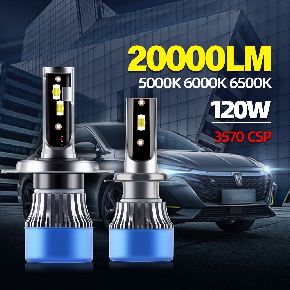 LED светлини за автомобилни фарове H7 20000LM 120W