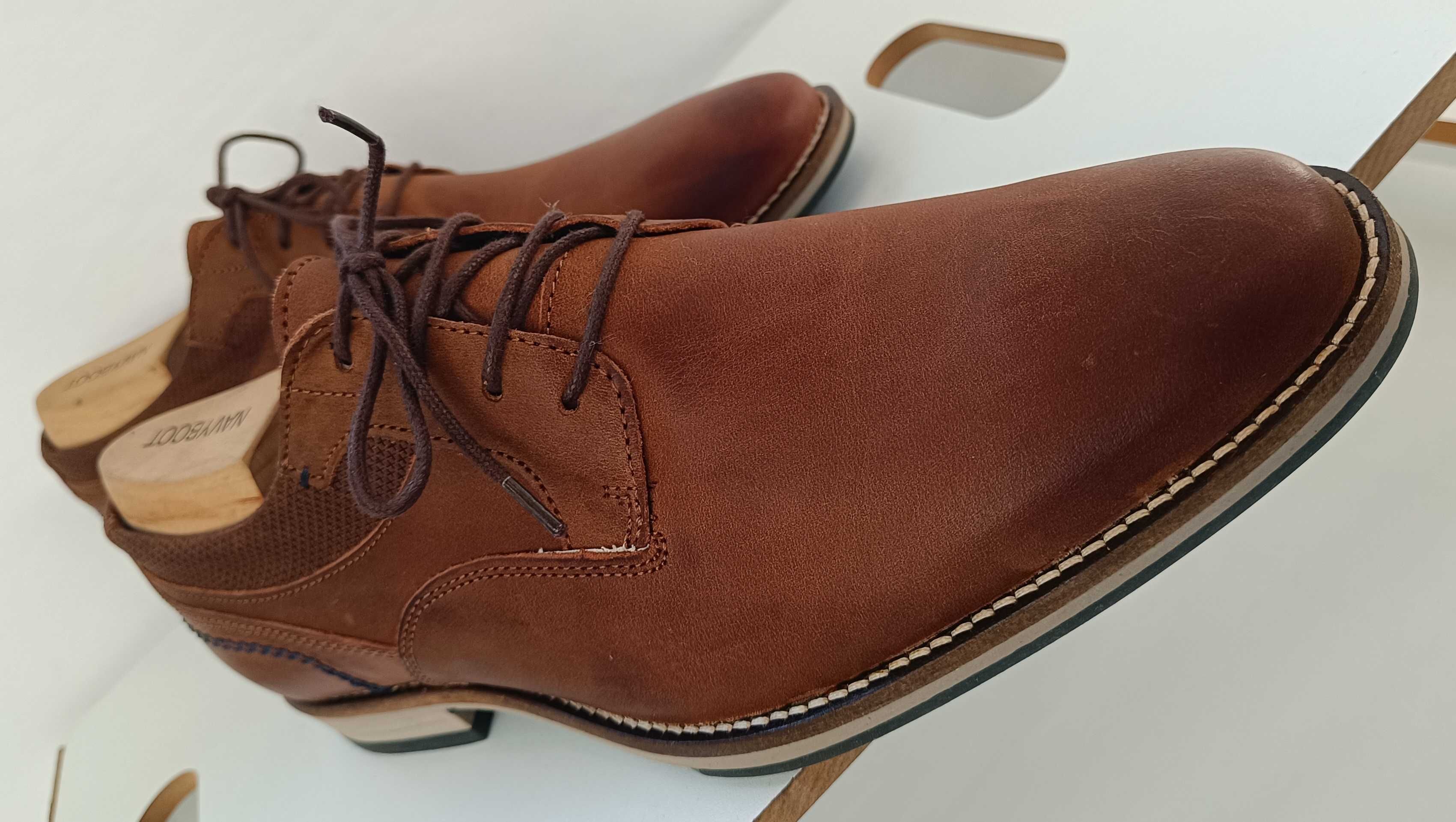 Pantofi derby 41 plain toe premium Oliver Jacob NOI piele naturala
