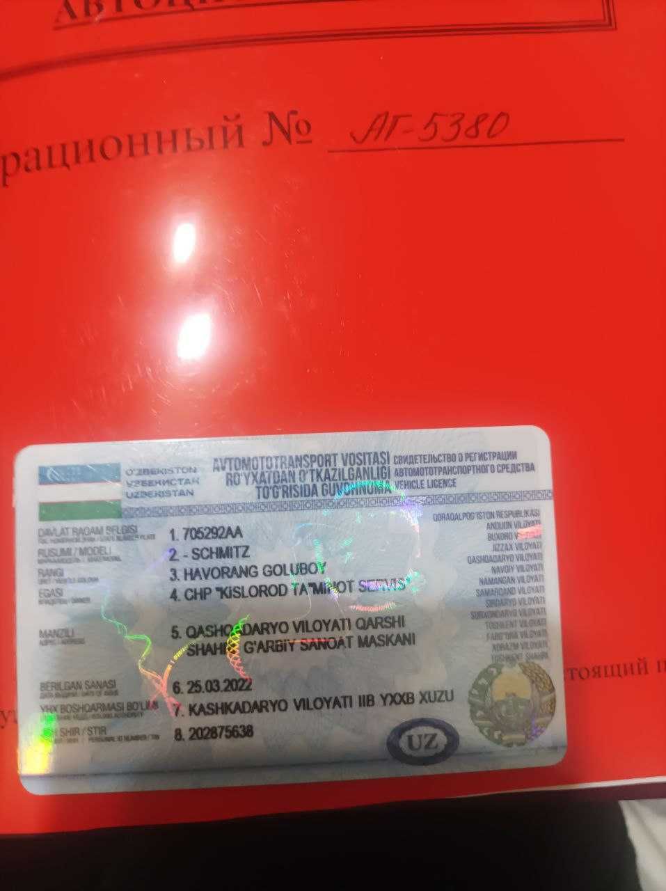 прицеп сотилади барча хужжатлари бор