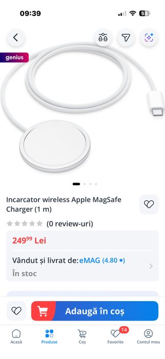 Incarcator ORIGINAL wirless Apple magsafe charger sigilat