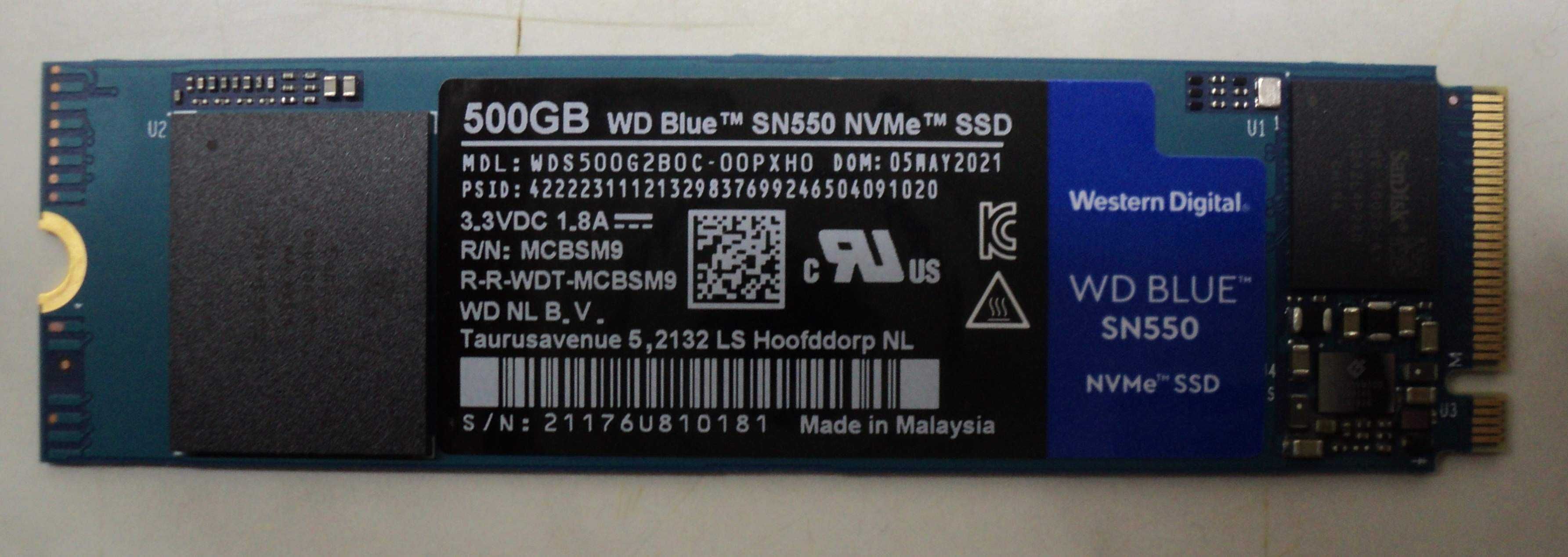 SSD WD Blue SN550, 500GB, PCI Express 3.0 M.2 NVMe NOU