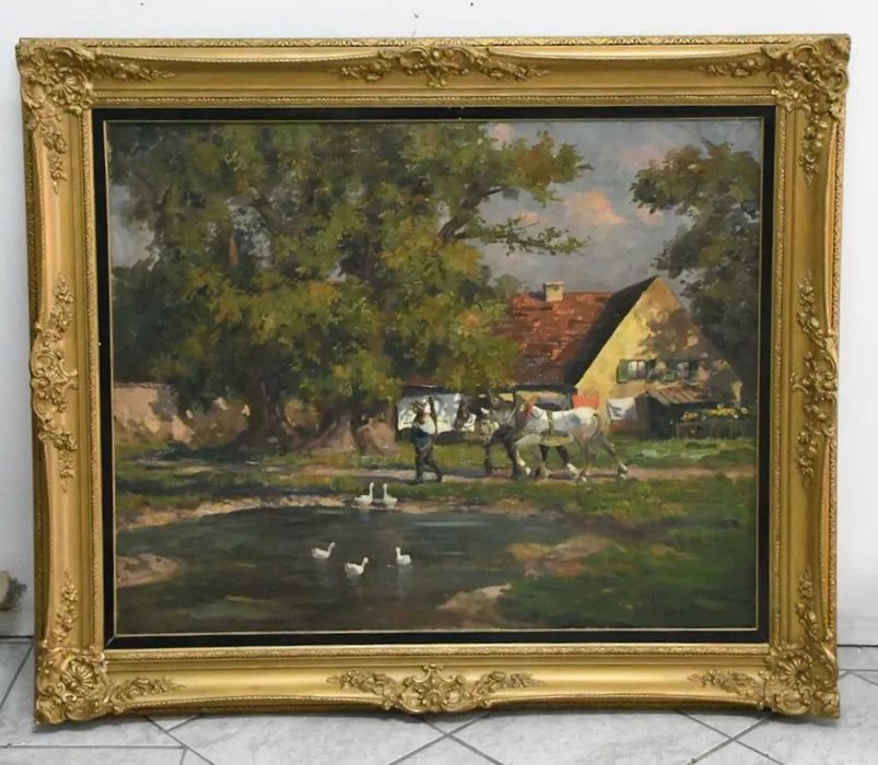 Tablou / pictura, tehnica ulei pe panza, 105x124x6 cm / 79,5x99 cm