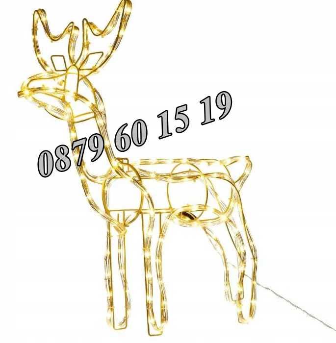 Коледен светещ елен, коледна украса, жълта светлина