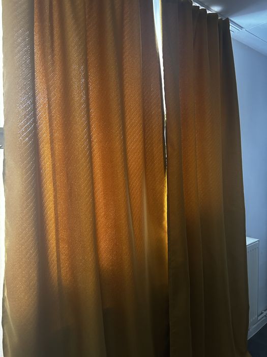 Draperii de in, culoare mustar