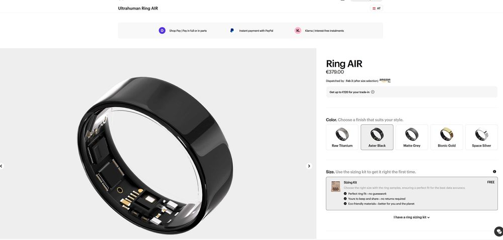 Ultrahuman Ring AIR умен смарт пръстен - размер 10