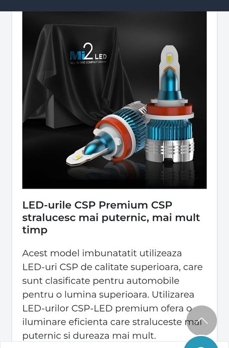 Set 2 bec far LED uri Auto  H7, 40w, 4000 Lumeni, 49 Ron 6500K