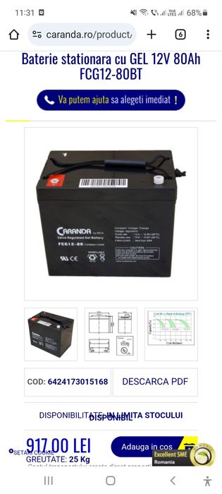 Acumulatori 12V de 80Ah
Acumulatorii nu au fost descă