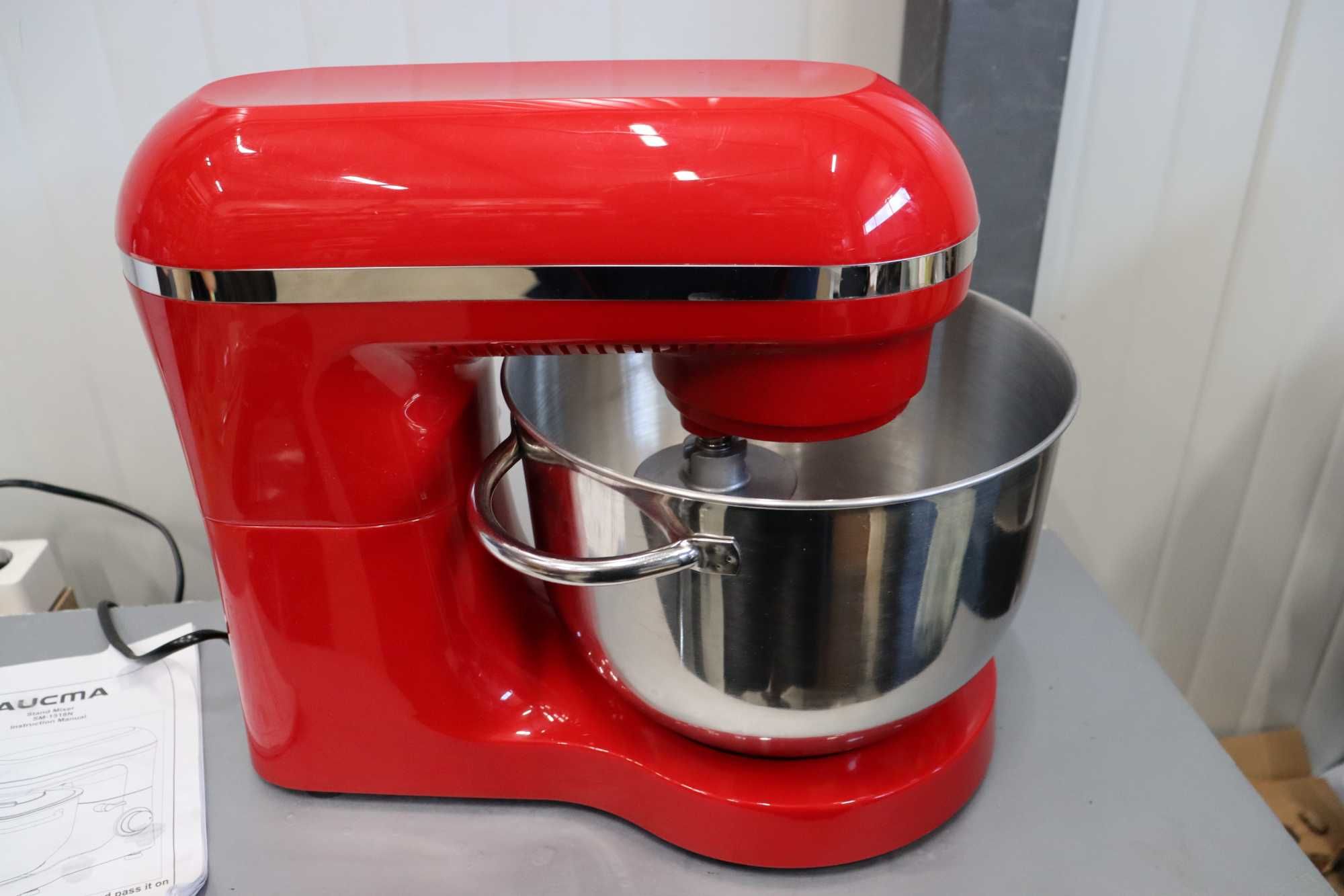Aucma Електрически кухненски миксер, 6скорости, 3 бъркалки, 6.2L,1400W