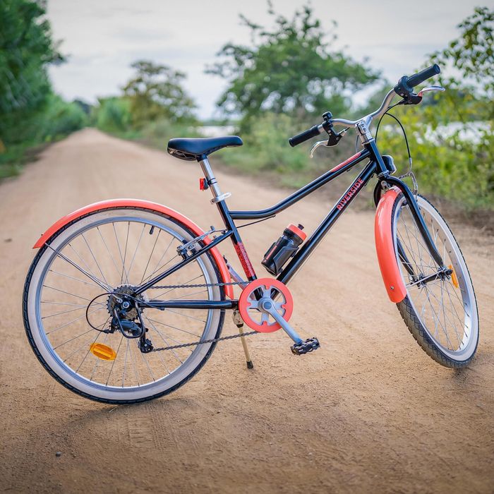 Bicicletă Btwin Riverside 500 24'' negru-corail copii 135-150 cm