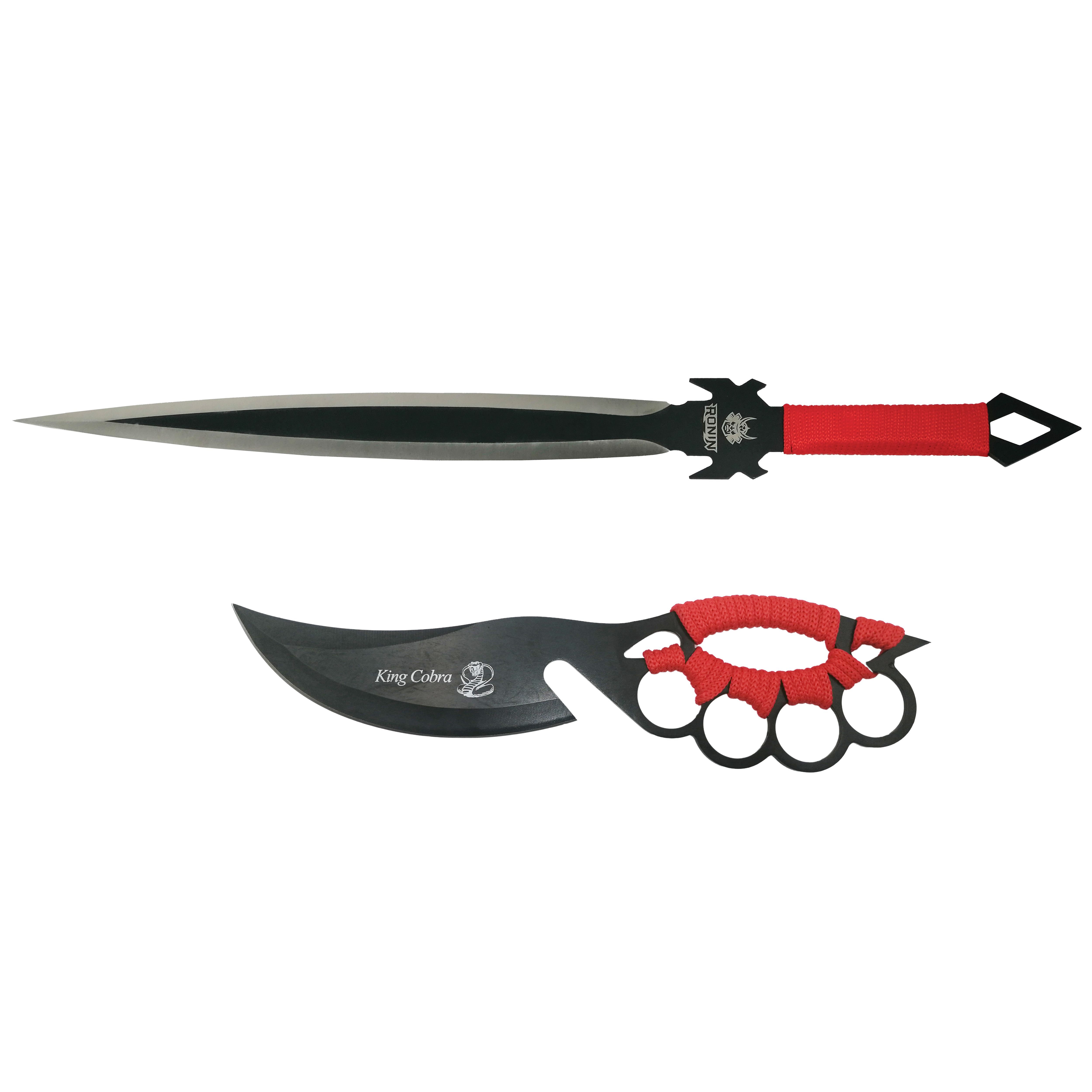 Set vanatoare Sabie Red Ronin si cutit King Cobra , otel, negru