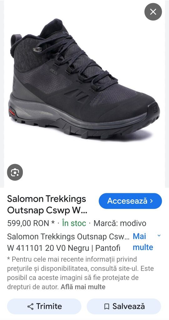 Ghete Salomon MID Trekkings Outsnap Cswp W 411101 Negru, nr 38 2/3 EU
