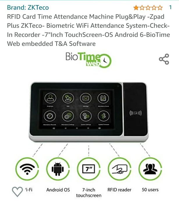 Tableta pontaj ZkTeco