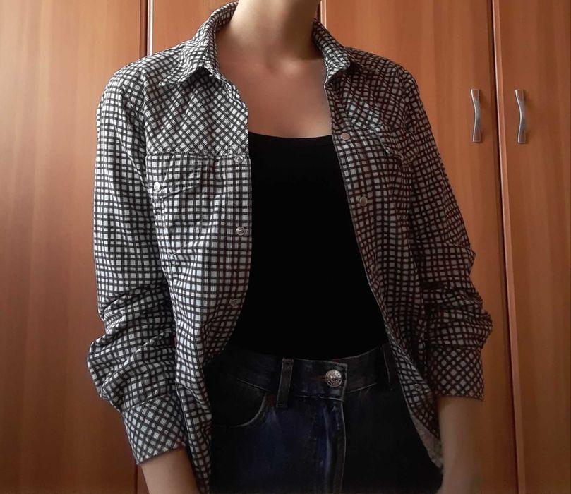 Camasa in carouri din catifea reiata