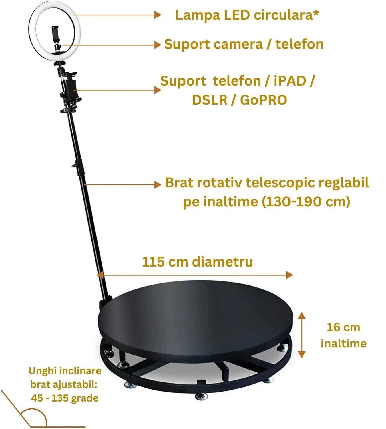 Platforma rotativa standard 360 Selfie/Video Booth 65/80/100/115CM