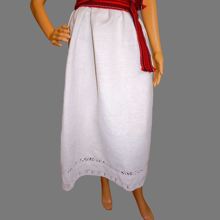 Fusta taraneasca veche lucrata manual, fusta din in si canepa