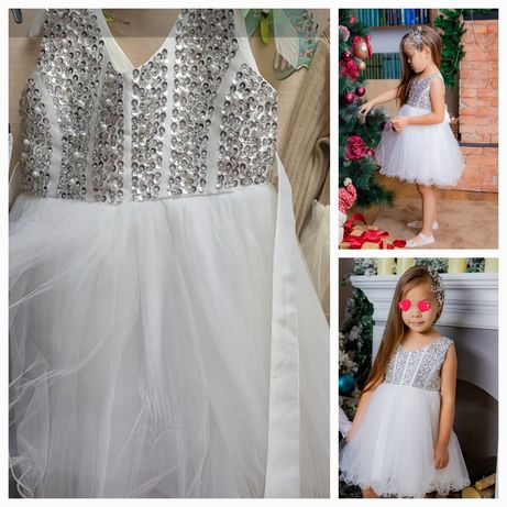 Продам красивое белое платье на девочку 5-6 лет.